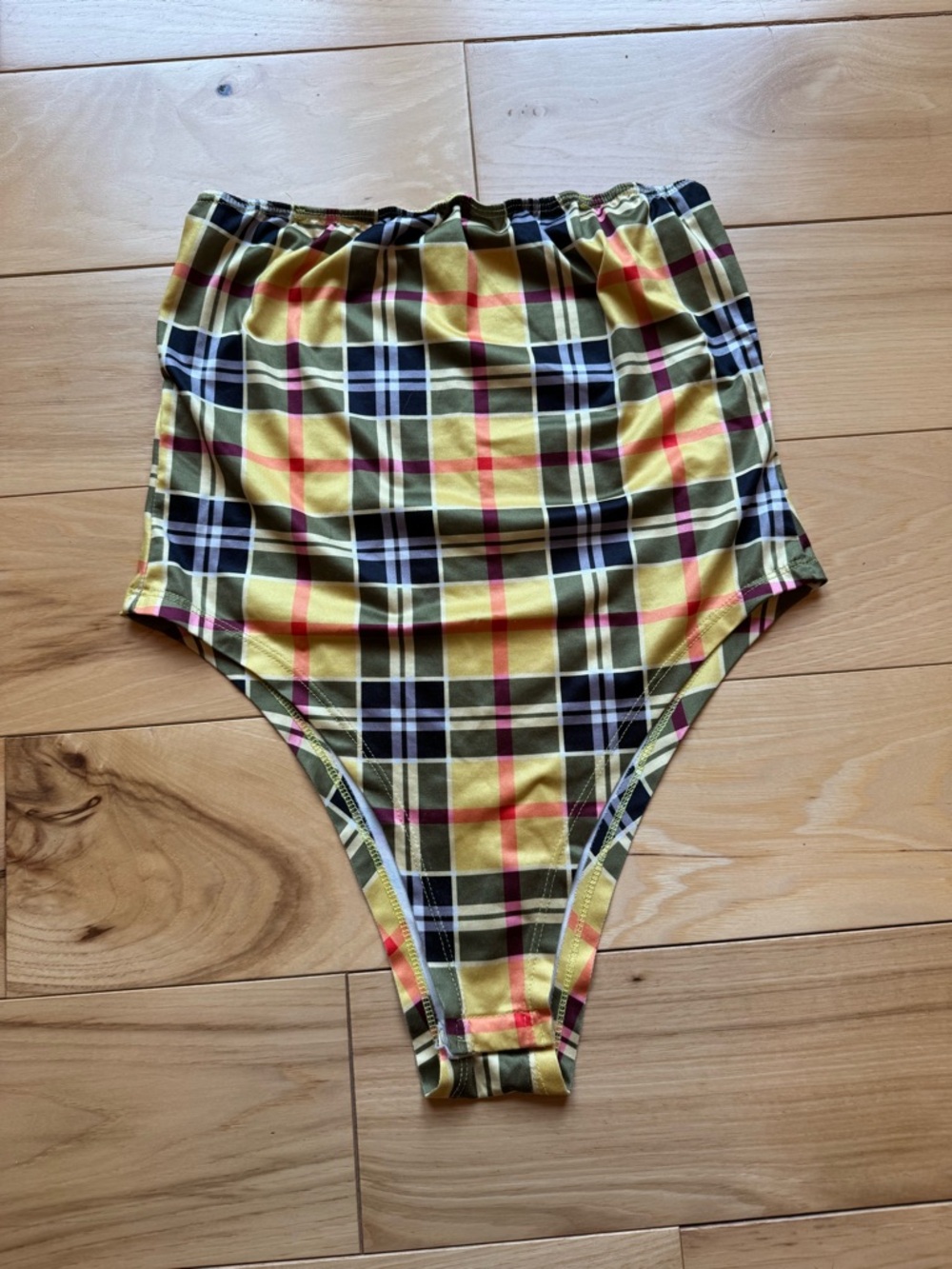 Yellow plaid bodysuit